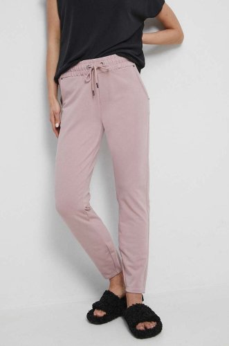 Medicine pantaloni de trening culoarea roz, drept, medium waist