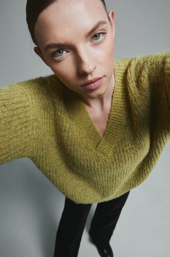 Medicine pulover femei, culoarea galben,