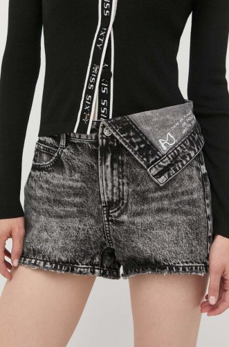 Miss sixty pantaloni scurti jeans femei, culoarea gri, modelator, high waist