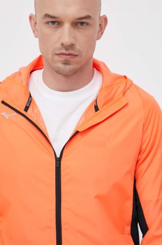 Mizuno jachetă de alergare alpha culoarea portocaliu