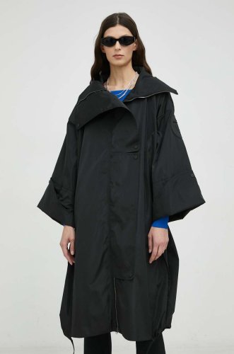 Mmc studio palton femei, culoarea negru, de tranzitie, oversize