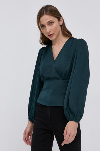 Morgan bluză femei, culoarea verde, material neted