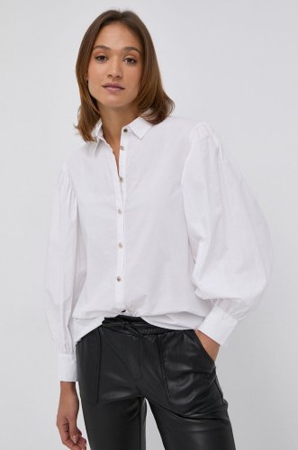Morgan cămașă din bumbac femei, culoarea alb, cu guler clasic, regular
