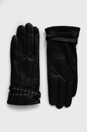 Morgan mănuși de piele femei, culoarea negru