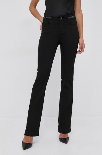 Morgan pantaloni femei, culoarea negru, evazata, medium waist
