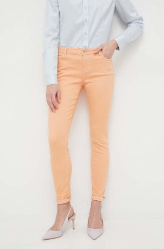 Morgan pantaloni femei, culoarea portocaliu, mulata, high waist