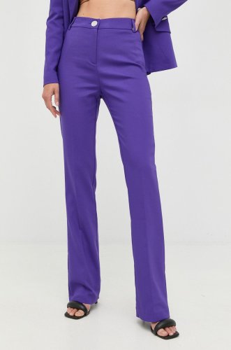 Morgan pantaloni femei, culoarea violet, evazati, high waist