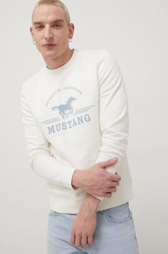 Mustang hanorac de bumbac barbati, culoarea bej, cu imprimeu