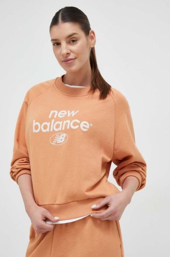 New balance bluză femei, culoarea portocaliu, cu imprimeu wt31508sei-sei