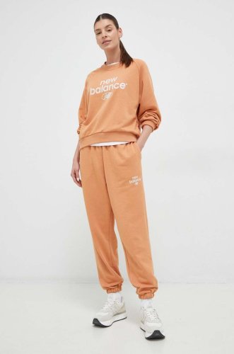 New balance pantaloni de trening culoarea portocaliu, cu imprimeu wp31508sei-sei