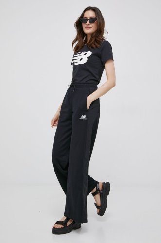 New balance pantaloni femei, culoarea negru, neted