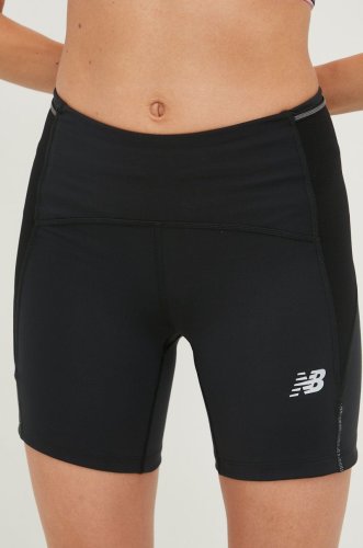 New balance pantaloni scurți de alergare impact run femei, culoarea negru, cu imprimeu, medium waist