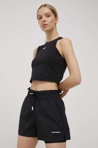 New balance pantaloni scurți de antrenament femei, culoarea negru, neted, high waist