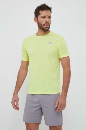 New balance tricou de alergare impact run culoarea galben, neted