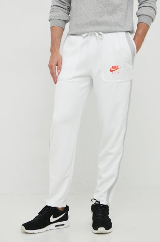 Nike sportswear pantaloni bărbați, culoarea alb, material neted