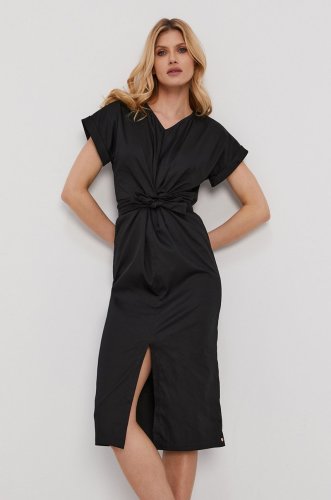 Nissa rochie culoarea negru, midi, model drept