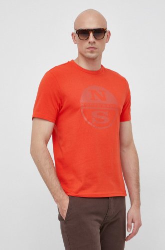North sails tricou din bumbac barbati, culoarea portocaliu, cu imprimeu