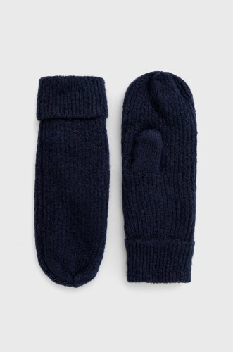 Only mănuși din amestec de lână femei, culoarea albastru marin