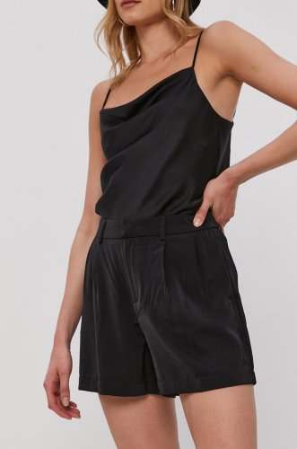 Only pantaloni scurți femei, culoarea negru, material neted, high waist