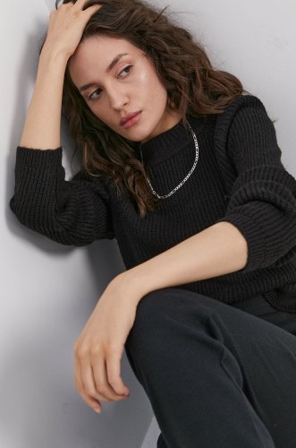 Only pulover femei, culoarea negru, cu turtleneck