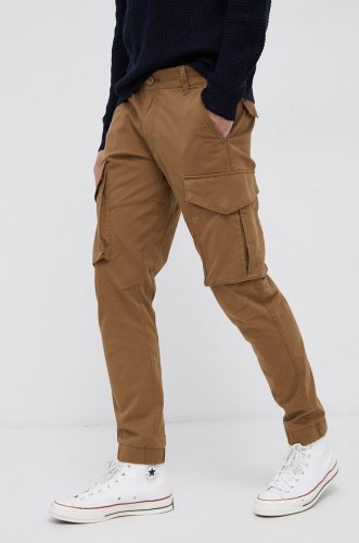 Only & sons pantaloni bărbați, culoarea maro, cu fason cargo
