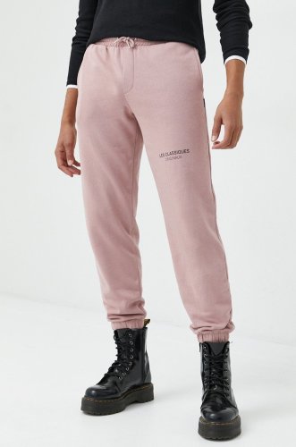 Only & sons pantaloni de trening barbati, culoarea roz, cu imprimeu
