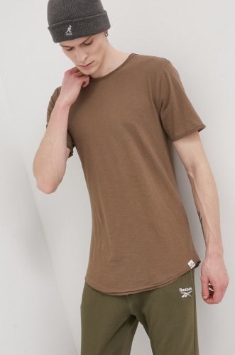 Only & sons tricou din bumbac culoarea maro, neted