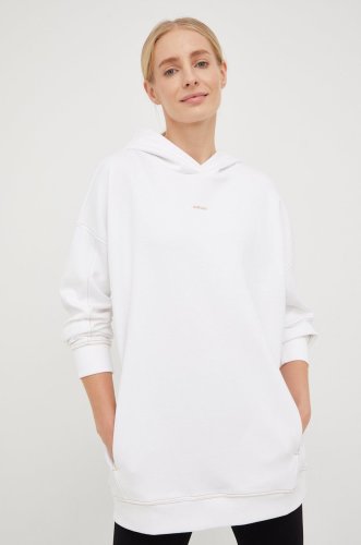 Outhorn bluza femei, culoarea alb, cu glugă, neted