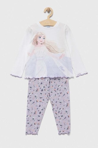 Ovs pijamale de bumbac pentru copii culoarea violet, cu imprimeu