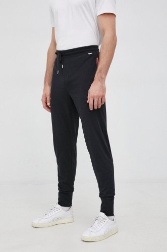 Paul smith pantaloni de bumbac barbati, culoarea negru, neted