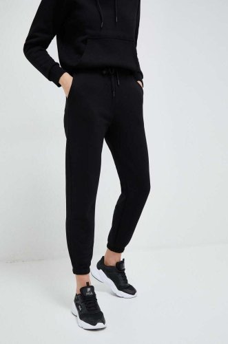 Peak performance pantaloni de trening femei, culoarea negru, neted
