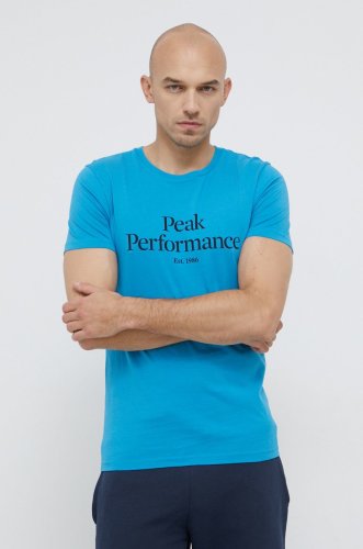 Peak performance tricou original barbati, culoarea verde, cu imprimeu
