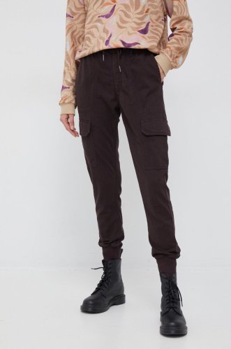 Pepe jeans pantaloni femei, culoarea maro, high waist