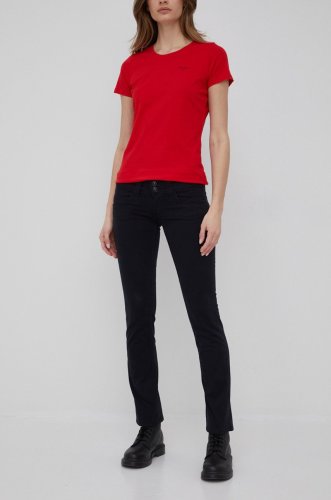 Pepe jeans pantaloni femei, culoarea negru, drept, high waist