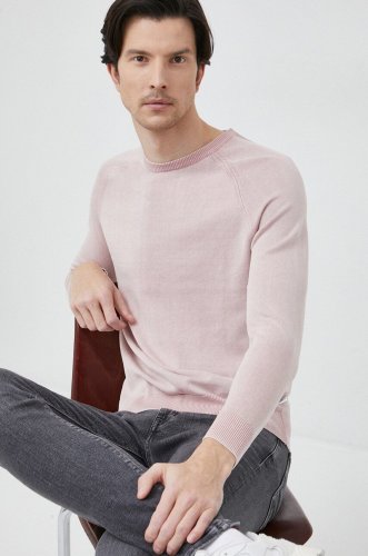 Pepe jeans pulover de bumbac james culoarea roz, light