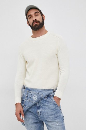 Pepe jeans pulover de bumbac jason bărbați, culoarea crem, light
