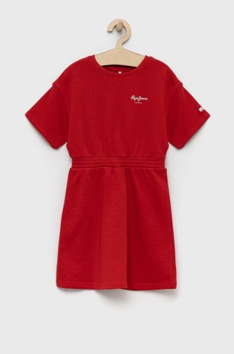 Pepe jeans rochie din bumbac pentru copii pjl gj non-denim culoarea rosu, mini, evazati