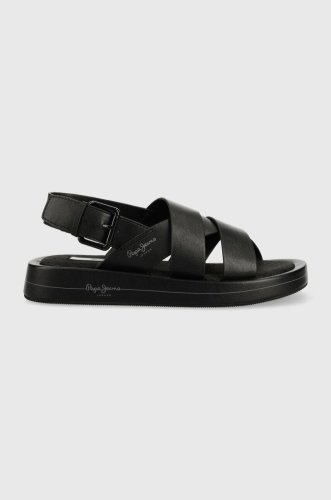 Pepe jeans sandale summer femei, culoarea negru, cu platforma, pls90578