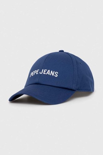 Pepe jeans șapcă de baseball din bumbac culoarea albastru marin, cu imprimeu