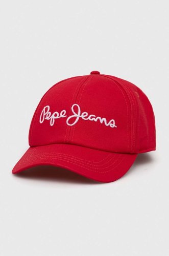 Pepe jeans șapcă de baseball din bumbac wally culoarea rosu, cu imprimeu