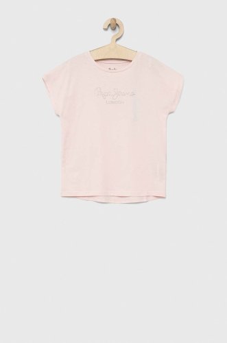 Pepe jeans tricou de bumbac pentru copii nuria culoarea roz