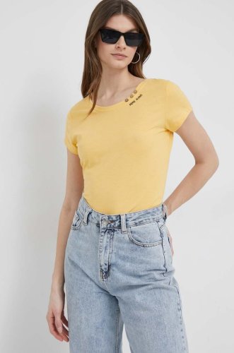 Pepe jeans tricou ragy femei, culoarea galben