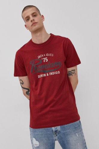 Premium by jack&jones tricou bărbați, culoarea rosu, cu imprimeu