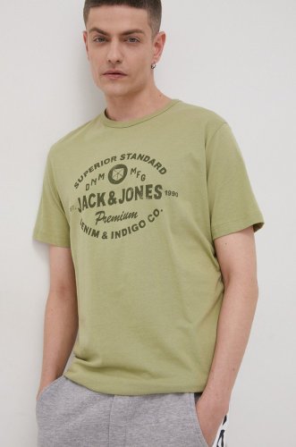 Premium by jack&jones tricou din bumbac culoarea verde, neted