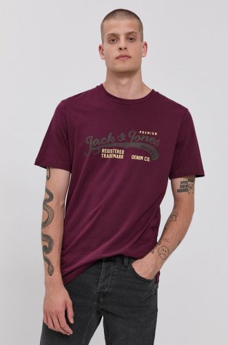 Premium by jack&jones tricou din bumbac culoarea violet, cu imprimeu
