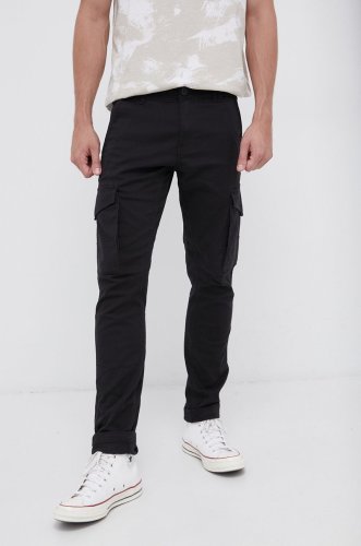 Produkt by jack & jones pantaloni bărbați, culoarea negru, cu fason cargo