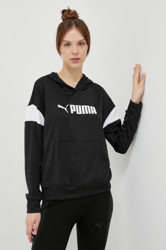 Puma hanorac de antrenament fit tech culoarea negru, cu glugă, modelator