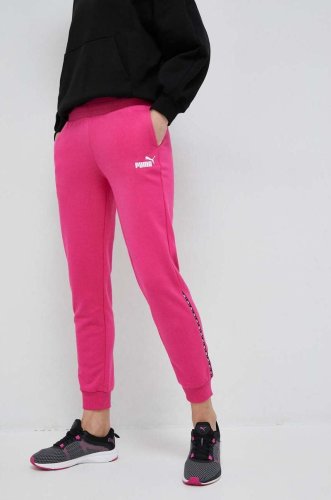 Puma pantaloni de trening culoarea roz, neted
