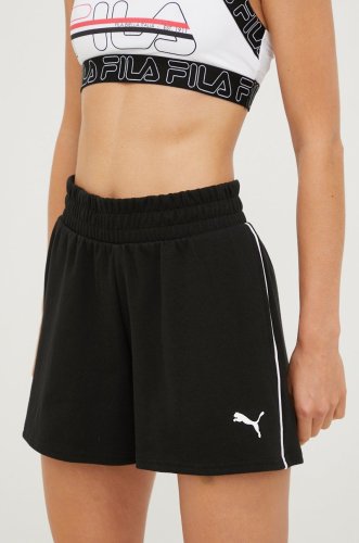 Puma pantaloni scurți de antrenament modern femei, culoarea negru, cu imprimeu, high waist