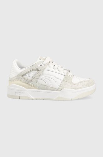 Puma sneakers din piele slipstream premium culoarea alb
